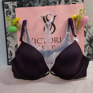 Victoria Secret Lightly Lined Plunge Demi Bra 36A Winter Wine